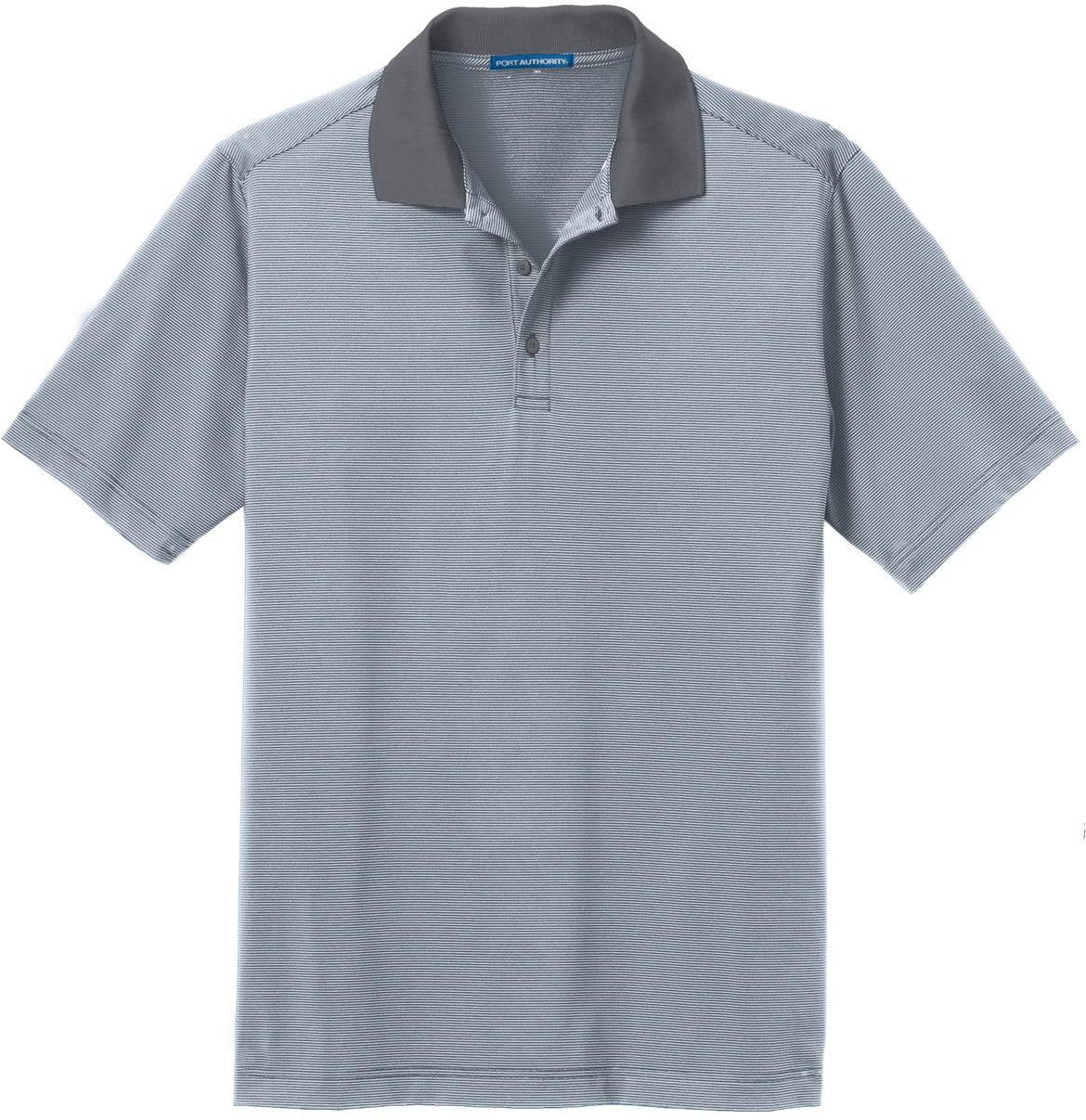 No-Logo CLOSEOUT - Port Authority Fine Stripe Performance Polo-Active-Port Authority-White/Shadow Grey-S-Thread Logic