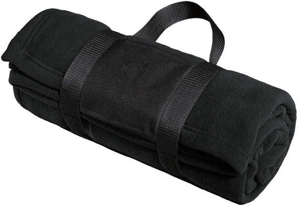 no-logo Port Authority Fleece Blanket With Carrying Strap-Regular-Port Authority-Black-1 Size-Thread Logic