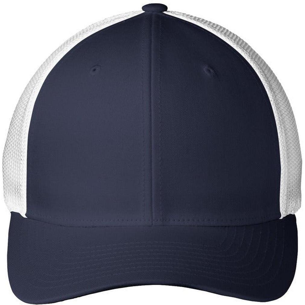 no-logo Port Authority Flexfit Mesh Back Cap-Headwear-Port Authority-True Navy/White-S/M-Thread Logic