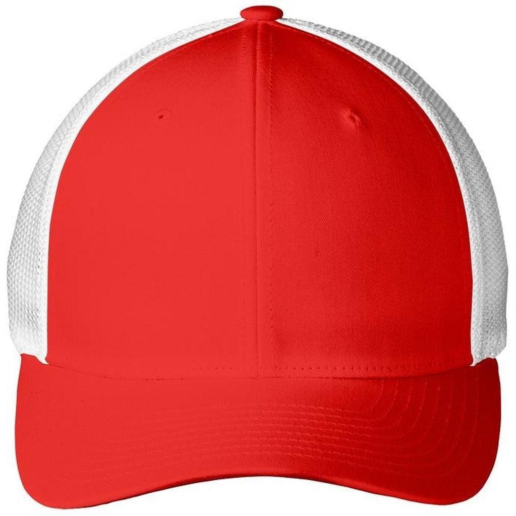 no-logo Port Authority Flexfit Mesh Back Cap-Headwear-Port Authority-True Red/White-S/M-Thread Logic