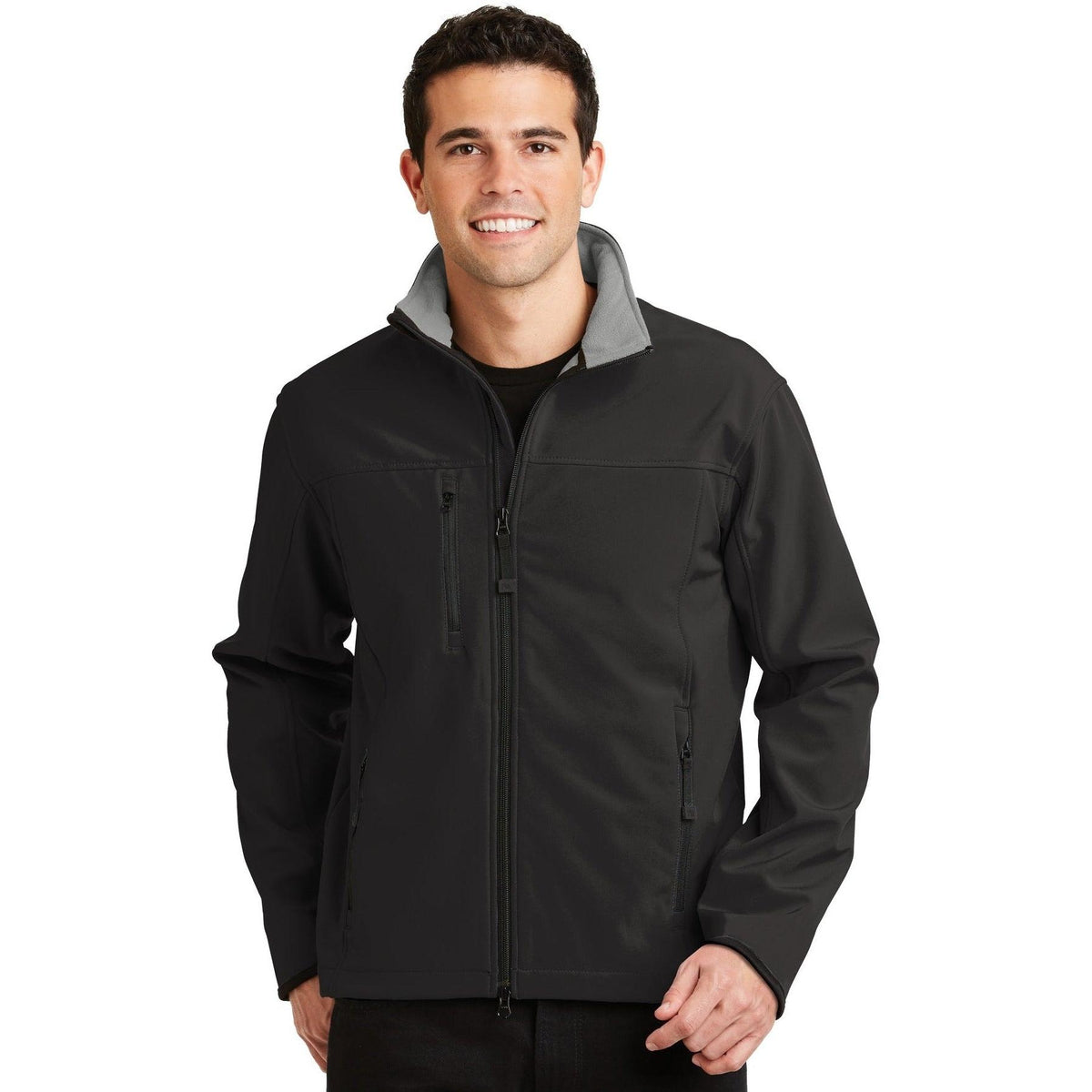 no-logo Port Authority Glacier Soft Shell Jacket-Regular-Port Authority-Black/Chrome-S-Thread Logic