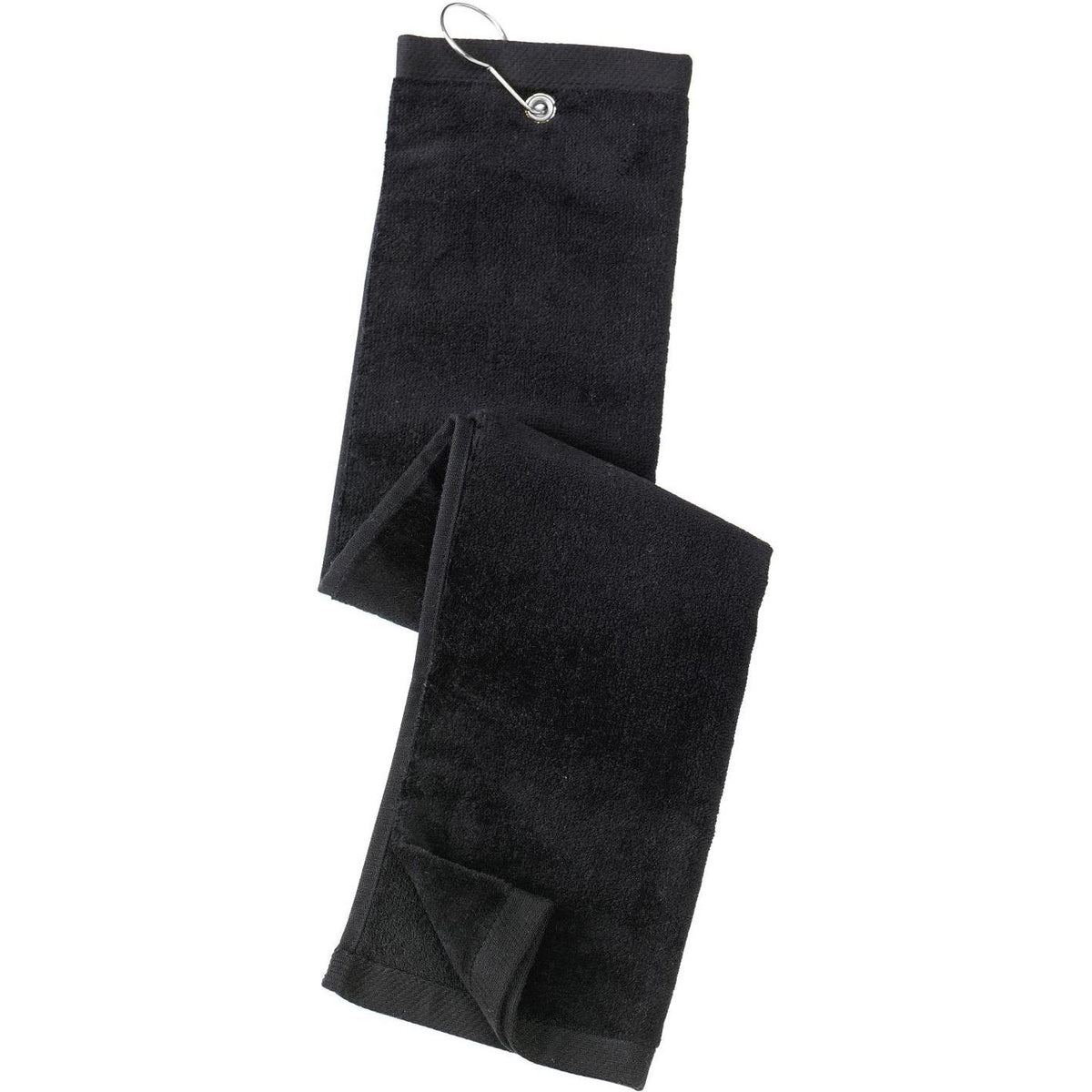 no-logo Port Authority Grommeted Trifold Golf Towel-Regular-Port Authority-Black-1 Size-Thread Logic