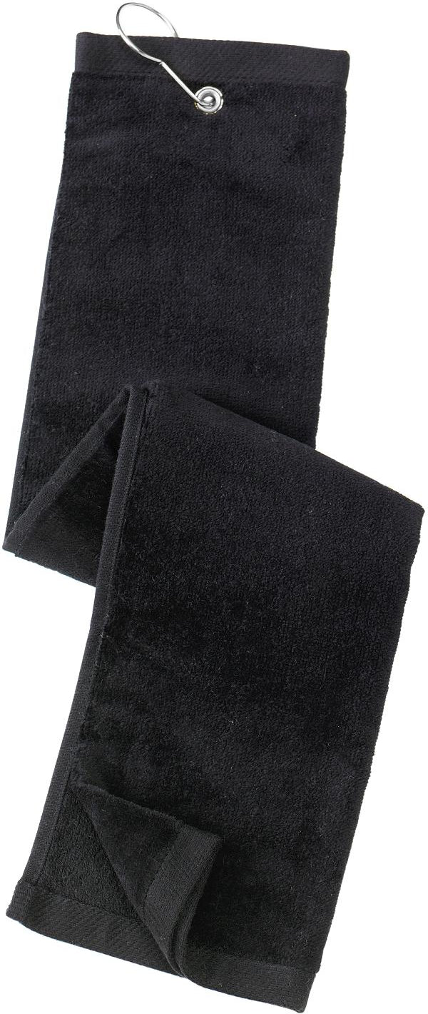 no-logo Port Authority Grommeted Trifold Golf Towel-Regular-Port Authority-Black-1 Size-Thread Logic