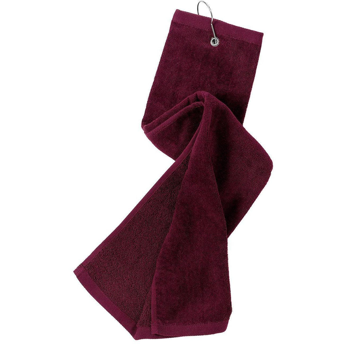 no-logo Port Authority Grommeted Trifold Golf Towel-Regular-Port Authority-Maroon-1 Size-Thread Logic