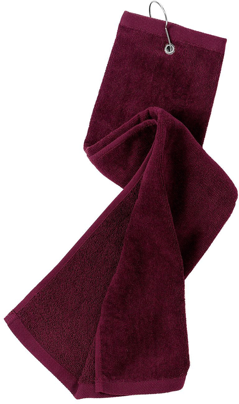 no-logo Port Authority Grommeted Trifold Golf Towel-Regular-Port Authority-Maroon-1 Size-Thread Logic