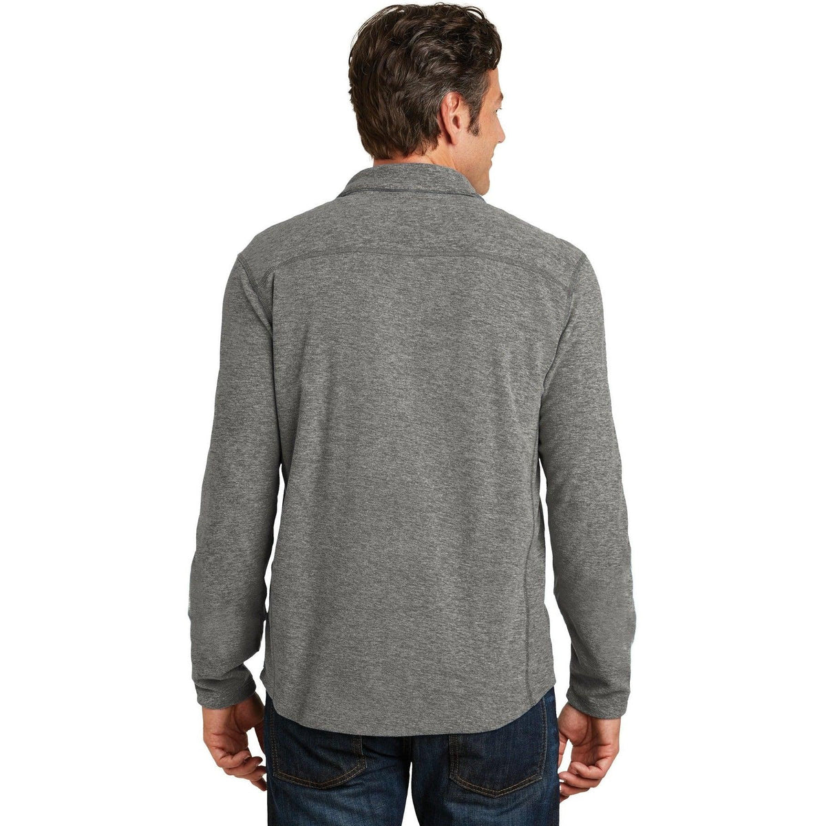 no-logo Port Authority Heather Microfleece 1/2-Zip Pullover-Quarter Zips-Port Authority-Thread Logic