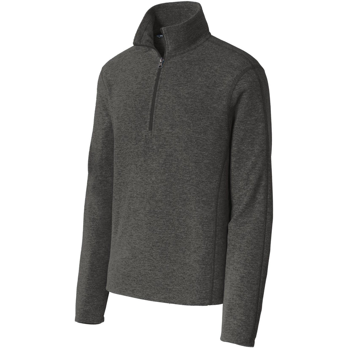 no-logo Port Authority Heather Microfleece 1/2-Zip Pullover-Quarter Zips-Port Authority-Black Charcoal Heather-S-Thread Logic