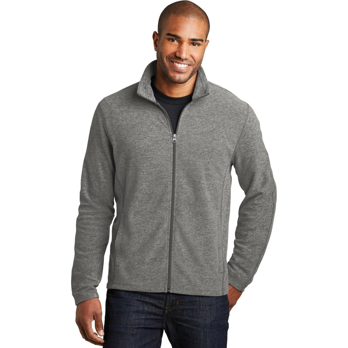 no-logo Port Authority Heather Microfleece Full-Zip Jacket-Regular-Port Authority-Thread Logic