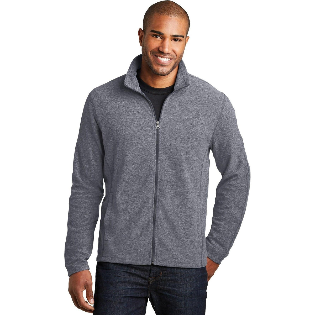 no-logo Port Authority Heather Microfleece Full-Zip Jacket-Regular-Port Authority-Thread Logic