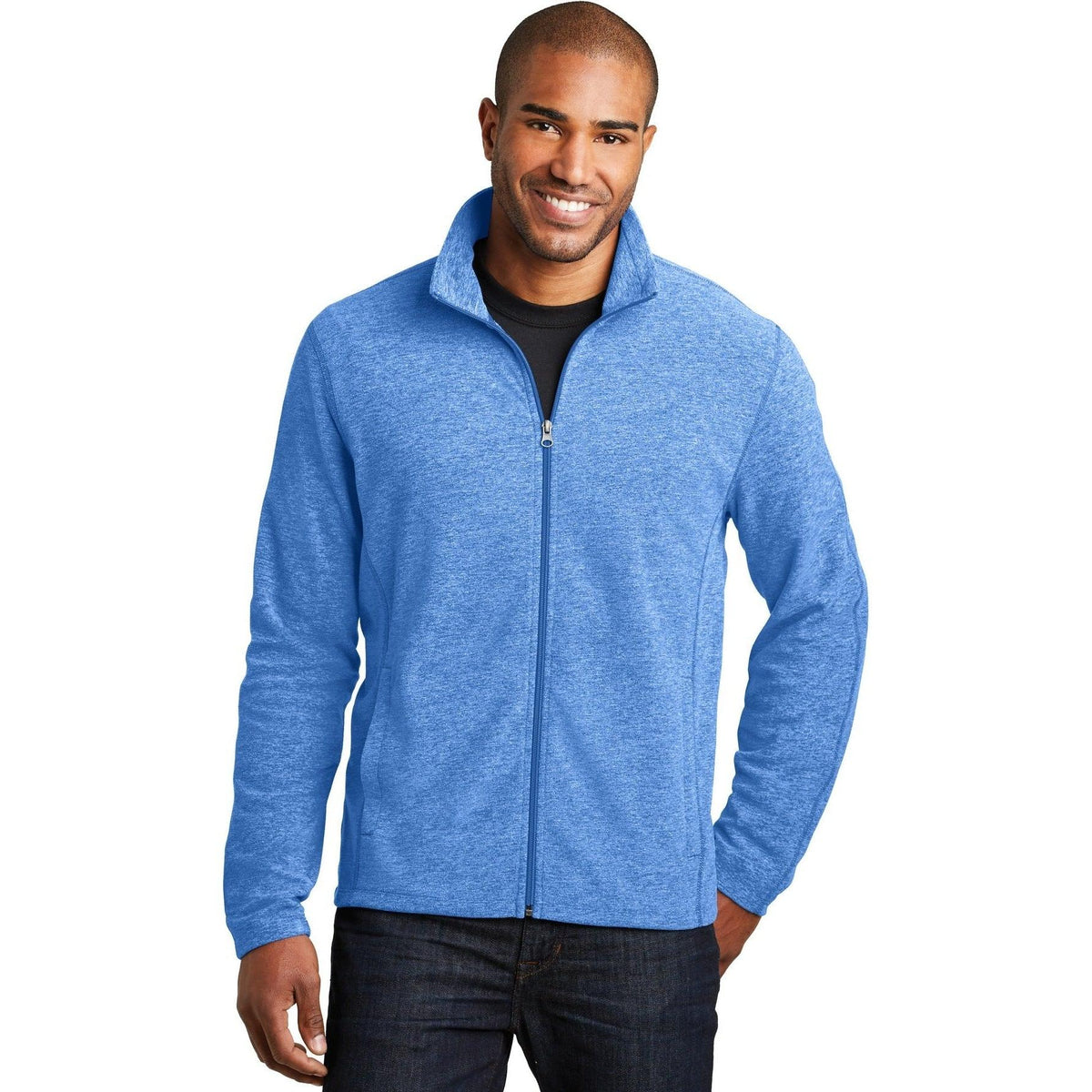 no-logo Port Authority Heather Microfleece Full-Zip Jacket-Regular-Port Authority-Thread Logic