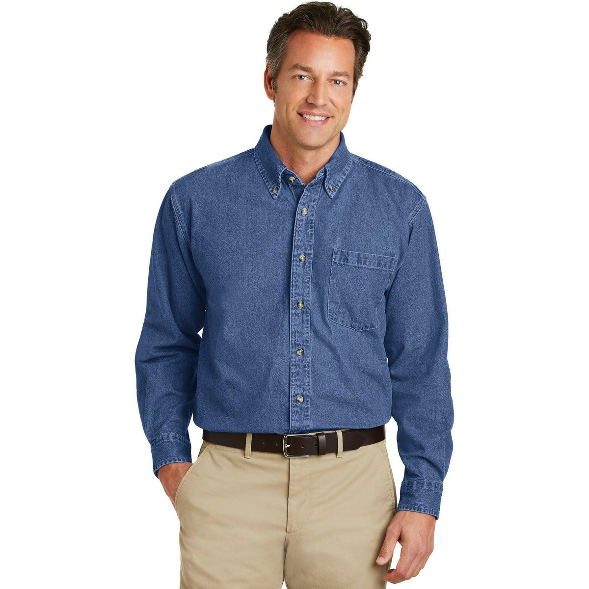 no-logo Port Authority Heavyweight Denim Shirt-Regular-Port Authority-Thread Logic