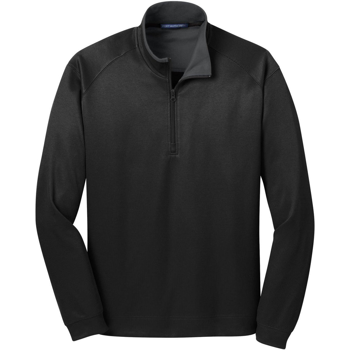 no-logo Port Authority Heavyweight Vertical Texture 1/4 Zip Pullover-Quarter Zips-Port Authority-Black/Iron Grey-S-Thread Logic