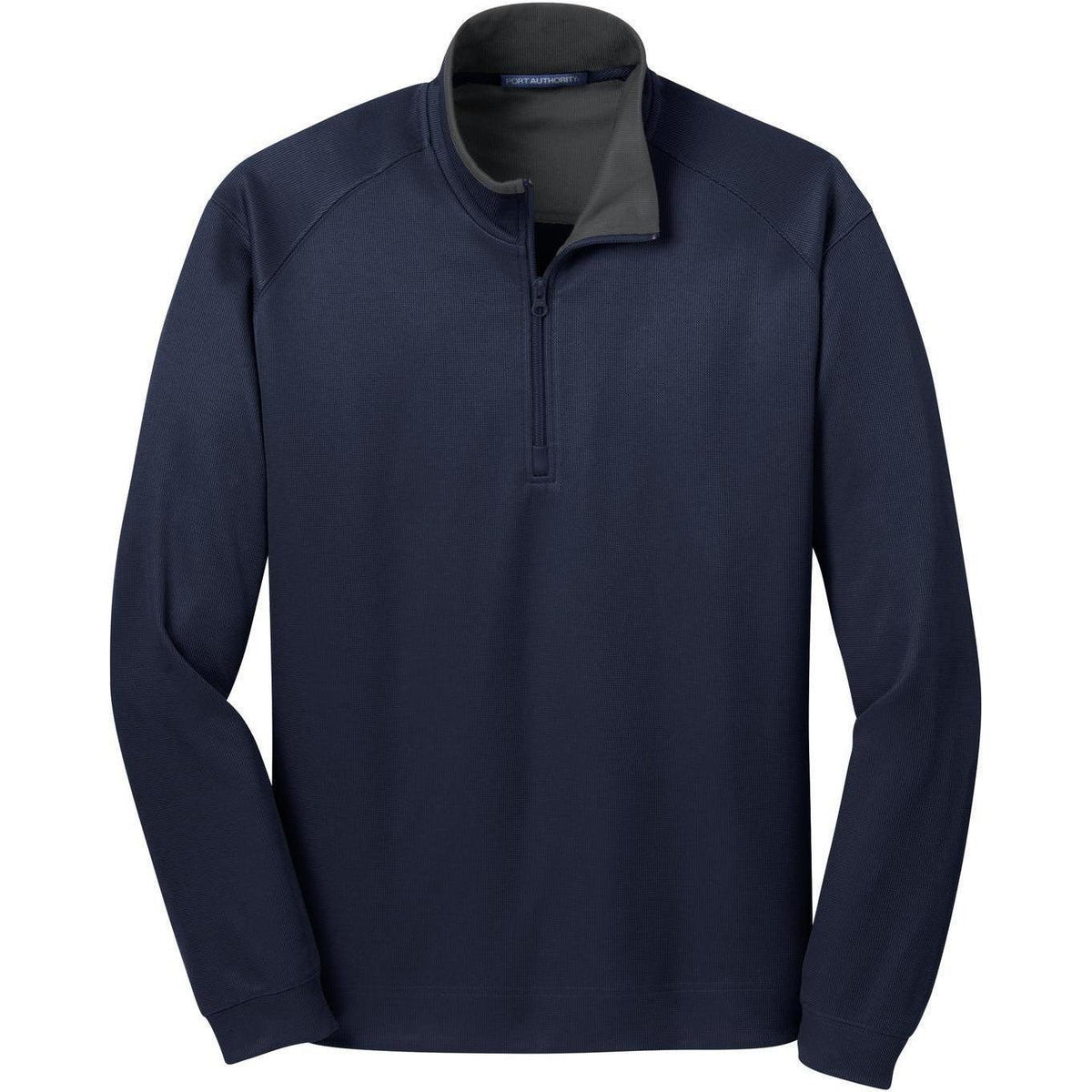 no-logo Port Authority Heavyweight Vertical Texture 1/4 Zip Pullover-Quarter Zips-Port Authority-True Navy/Iron Grey-S-Thread Logic