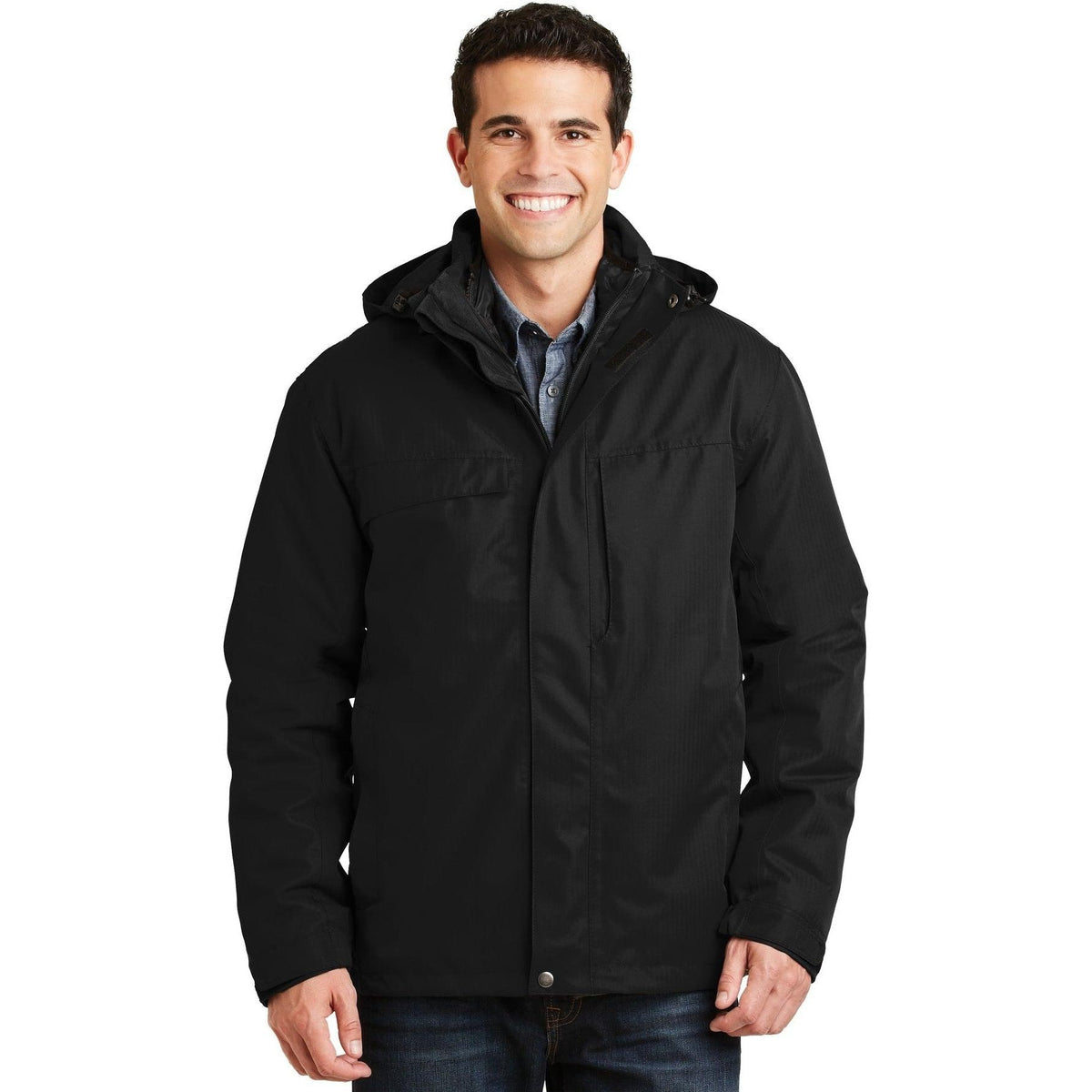 no-logo Port Authority Herringbone 3-In-1 Parka-Regular-Port Authority-Thread Logic