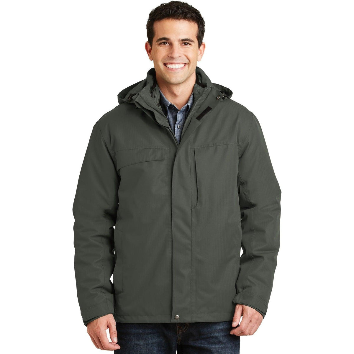 no-logo Port Authority Herringbone 3-In-1 Parka-Regular-Port Authority-Thread Logic