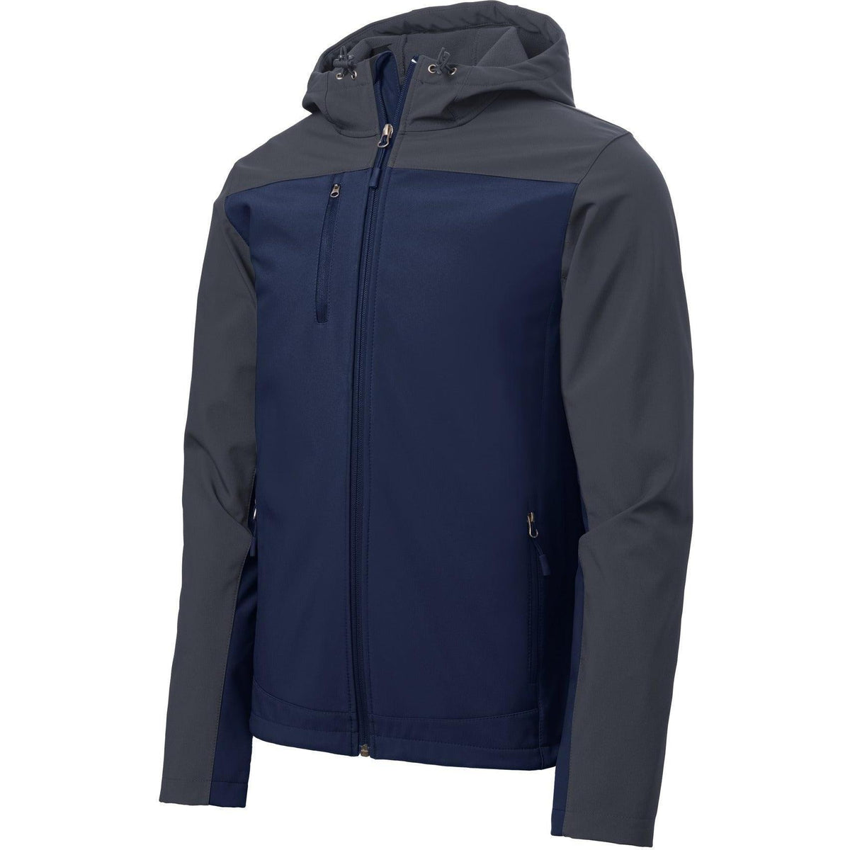 no-logo Port Authority Hooded Core Soft Shell Jacket-Regular-Port Authority-Dress Blue Navy/Battleship Grey-S-Thread Logic