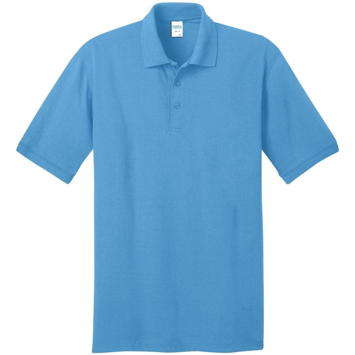 logo-left Port & Company Jersey Knit Polo Shirt-Regular-Port & Company-Aquatic Blue-S-Thread Logic