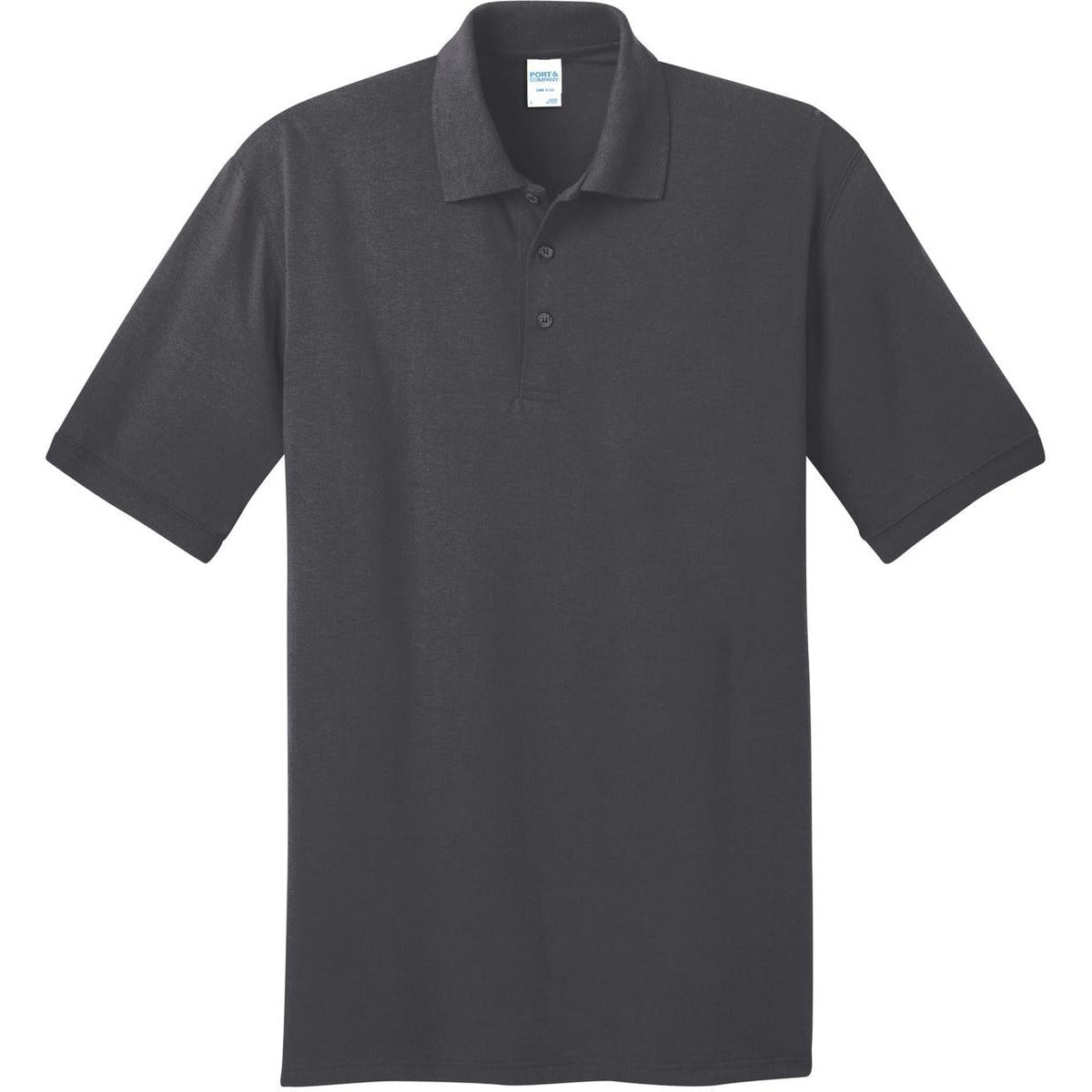 logo-left Port & Company Jersey Knit Polo Shirt-Regular-Port & Company-Charcoal-S-Thread Logic