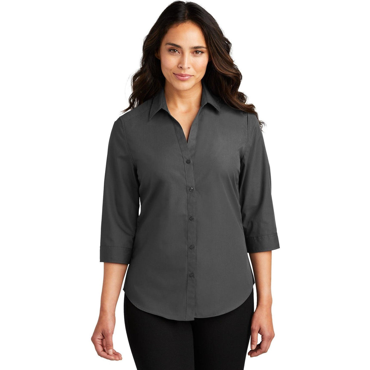 no-logo Port Authority Women's 3/4-Sleeve Carefree Poplin Shirt-Dress Shirts-Port Authority-Thread Logic