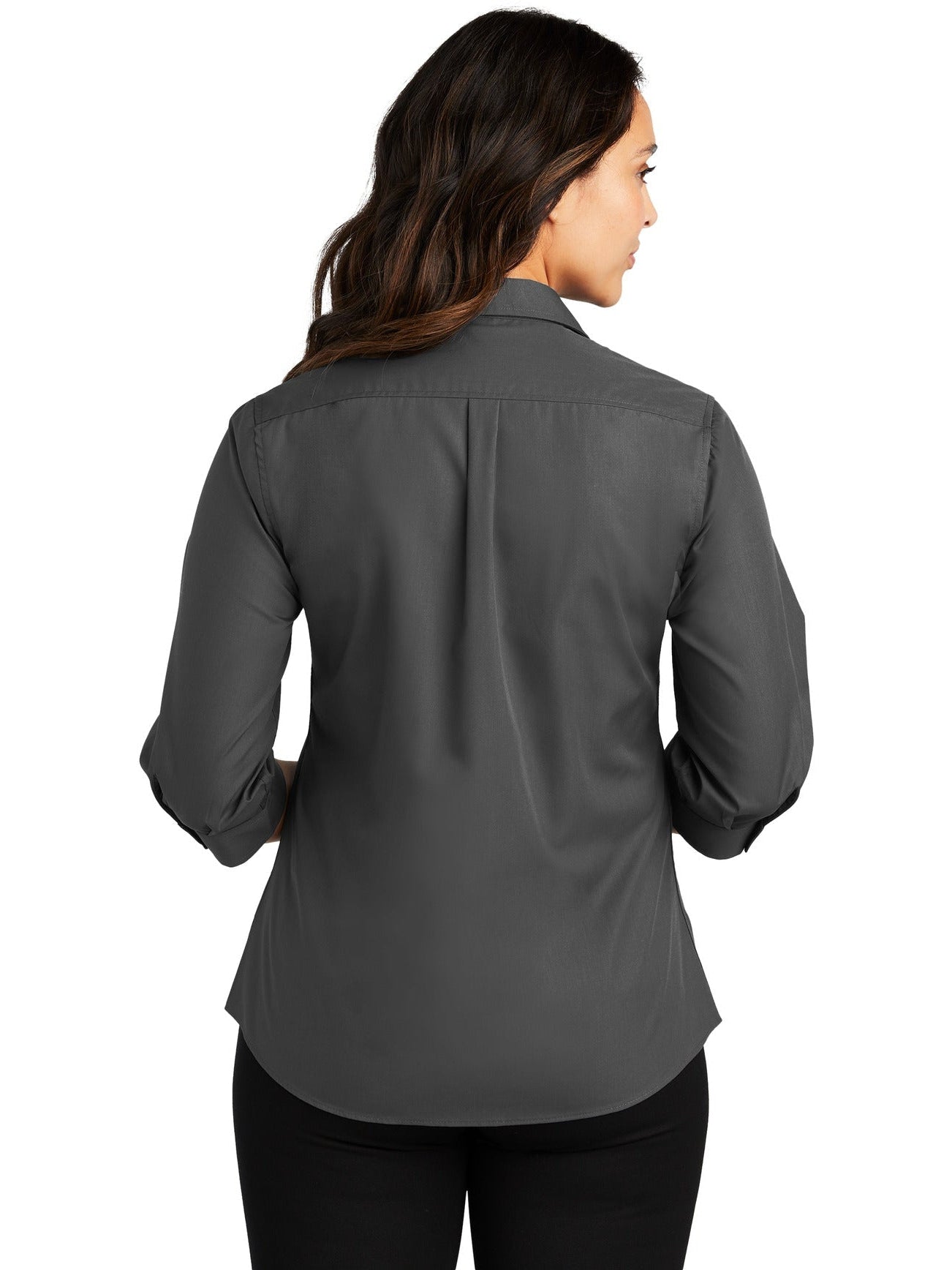 no-logo Port Authority Ladies 3/4-Sleeve Carefree Poplin Shirt-Regular-Port Authority-Thread Logic