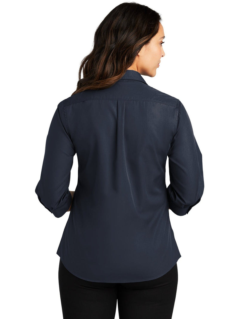 no-logo Port Authority Ladies 3/4-Sleeve Carefree Poplin Shirt-Regular-Port Authority-Thread Logic