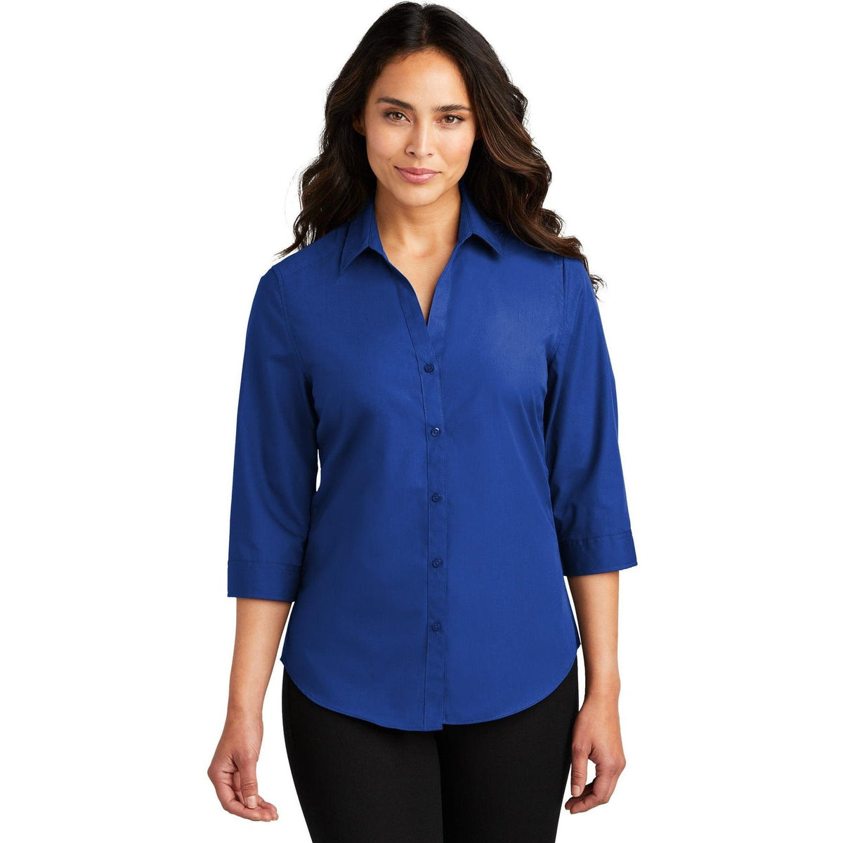 no-logo Port Authority Women's 3/4-Sleeve Carefree Poplin Shirt-Dress Shirts-Port Authority-Thread Logic