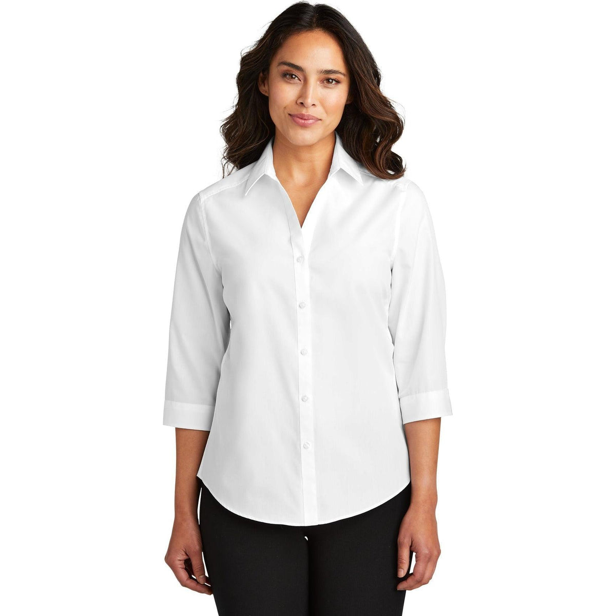 no-logo Port Authority Women's 3/4-Sleeve Carefree Poplin Shirt-Dress Shirts-Port Authority-Thread Logic