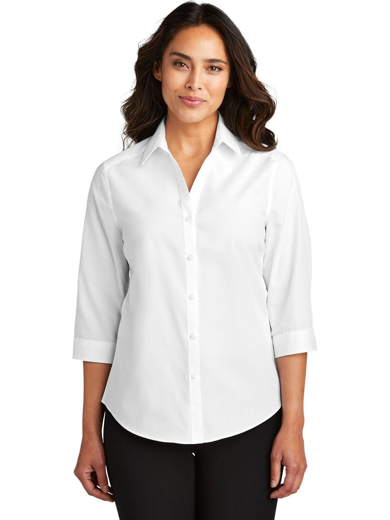 no-logo Port Authority Ladies 3/4-Sleeve Carefree Poplin Shirt-Regular-Port Authority-Thread Logic