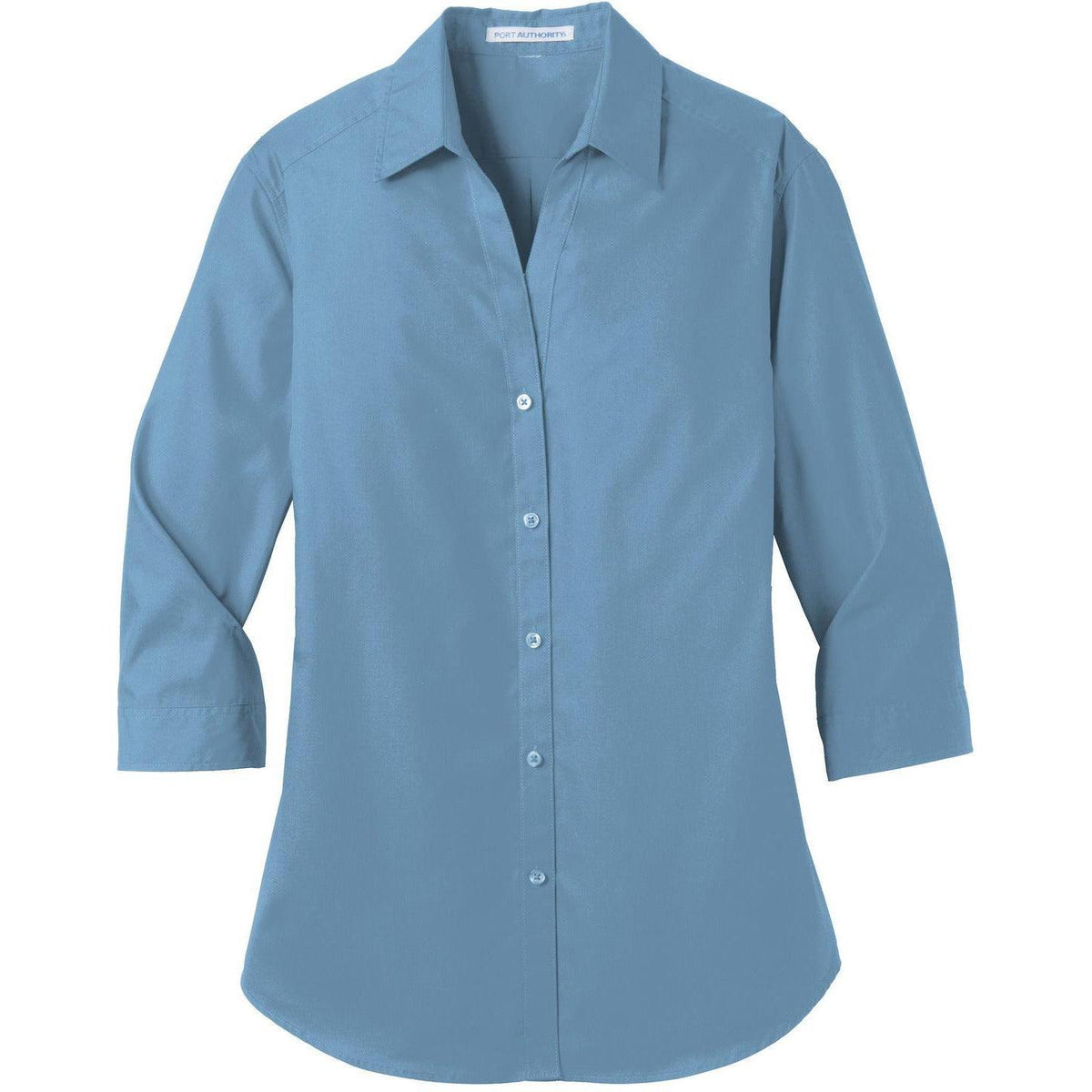 no-logo Port Authority Women's 3/4-Sleeve Carefree Poplin Shirt-Dress Shirts-Port Authority-Carolina Blue-XS-Thread Logic