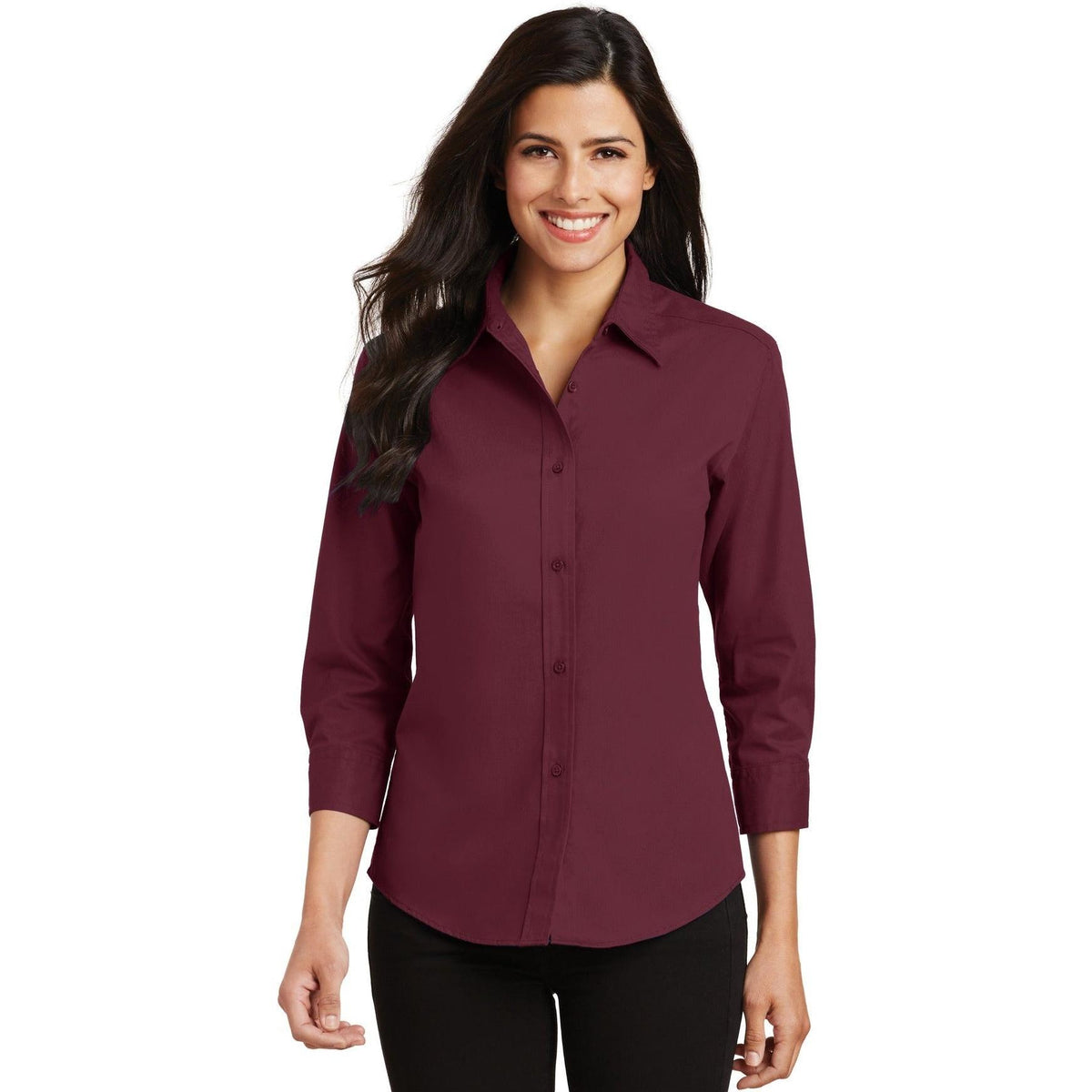 no-logo Port Authority Women's 3/4-Sleeve Easy Care-Dress Shirts-Port Authority-Thread Logic