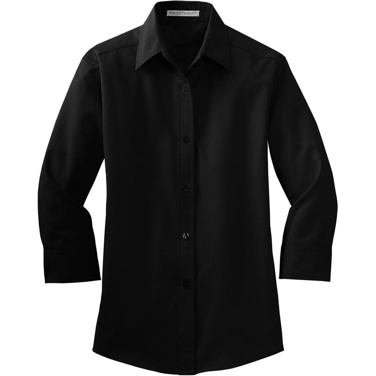 no-logo Port Authority Women's 3/4-Sleeve Easy Care-Dress Shirts-Port Authority-Black-XS-Thread Logic