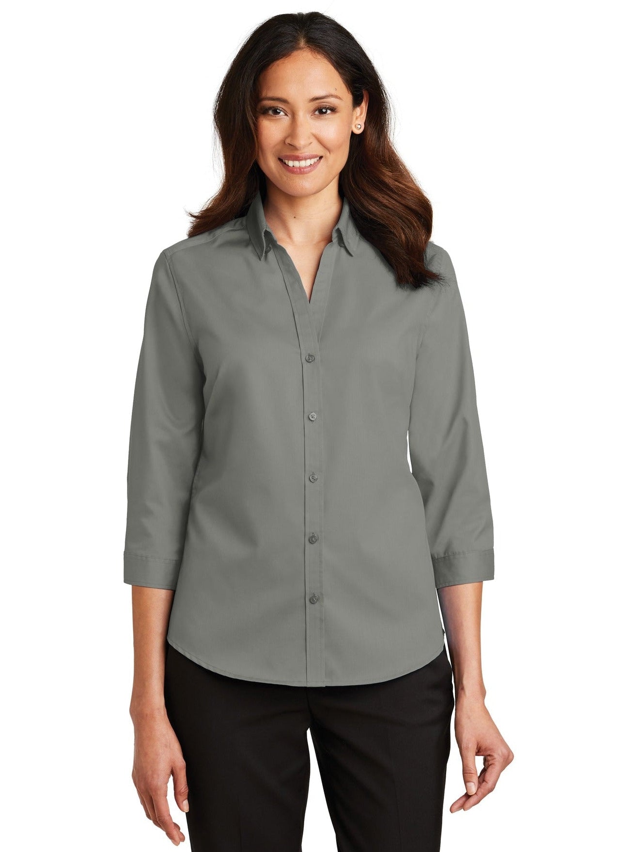no-logo Port Authority Ladies 3/4 Sleeve SuperPro Twill Shirt-Discontinued-Port Authority-Thread Logic