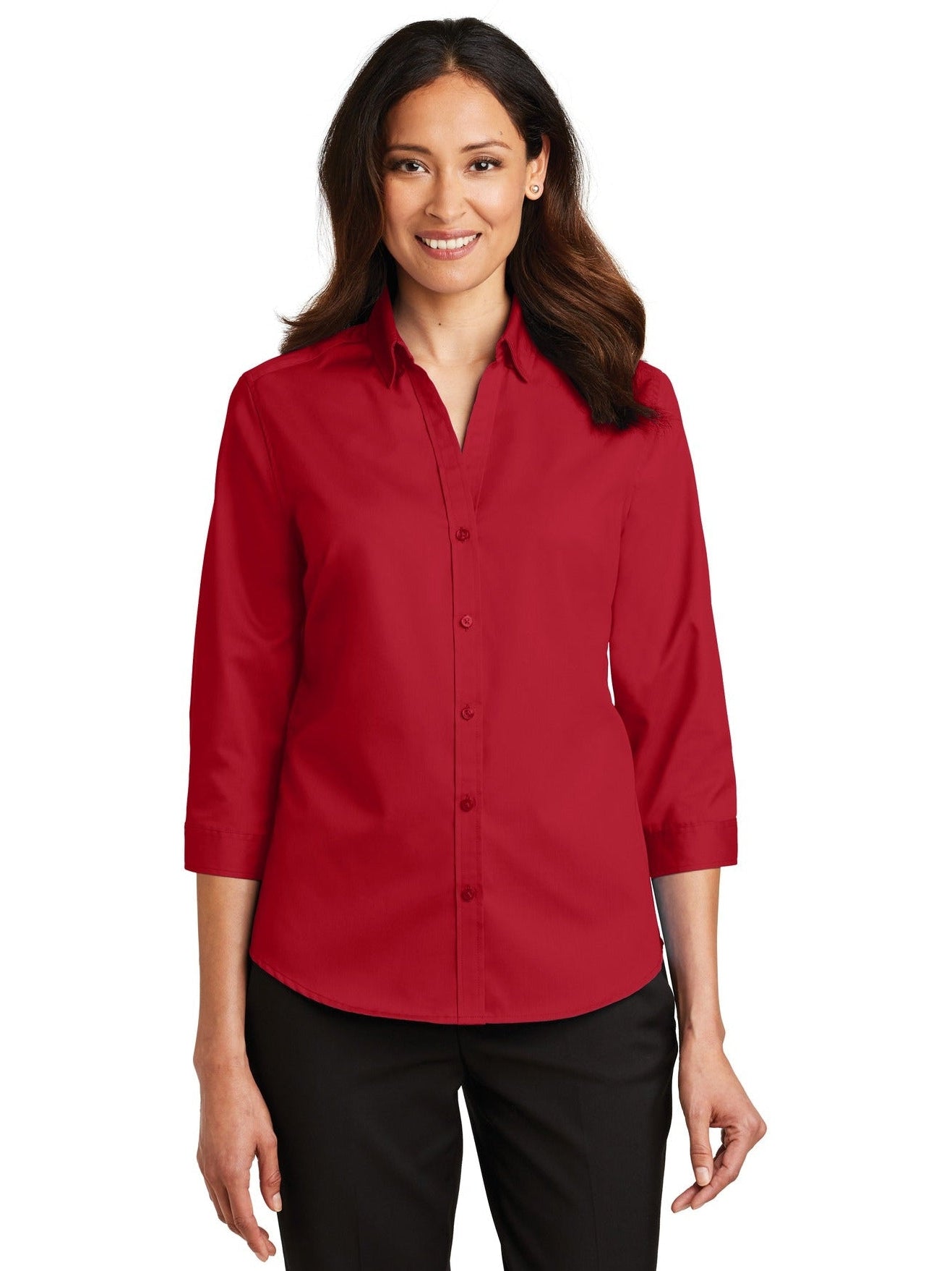 no-logo Port Authority Ladies 3/4 Sleeve SuperPro Twill Shirt-Discontinued-Port Authority-Thread Logic
