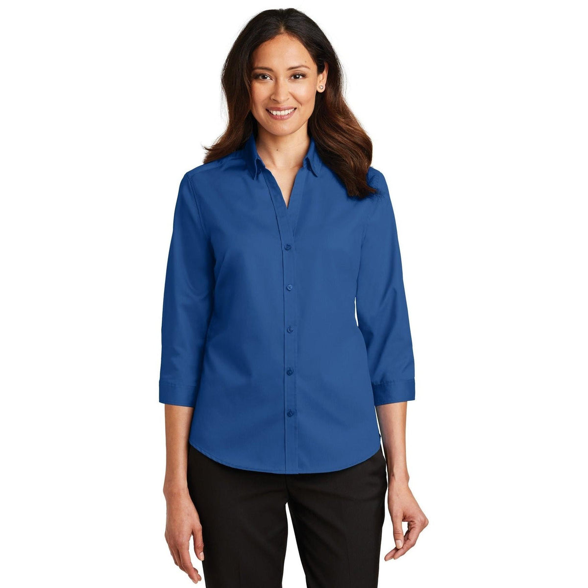 no-logo Port Authority Ladies 3/4 Sleeve SuperPro Twill Shirt-Discontinued-Port Authority-Thread Logic