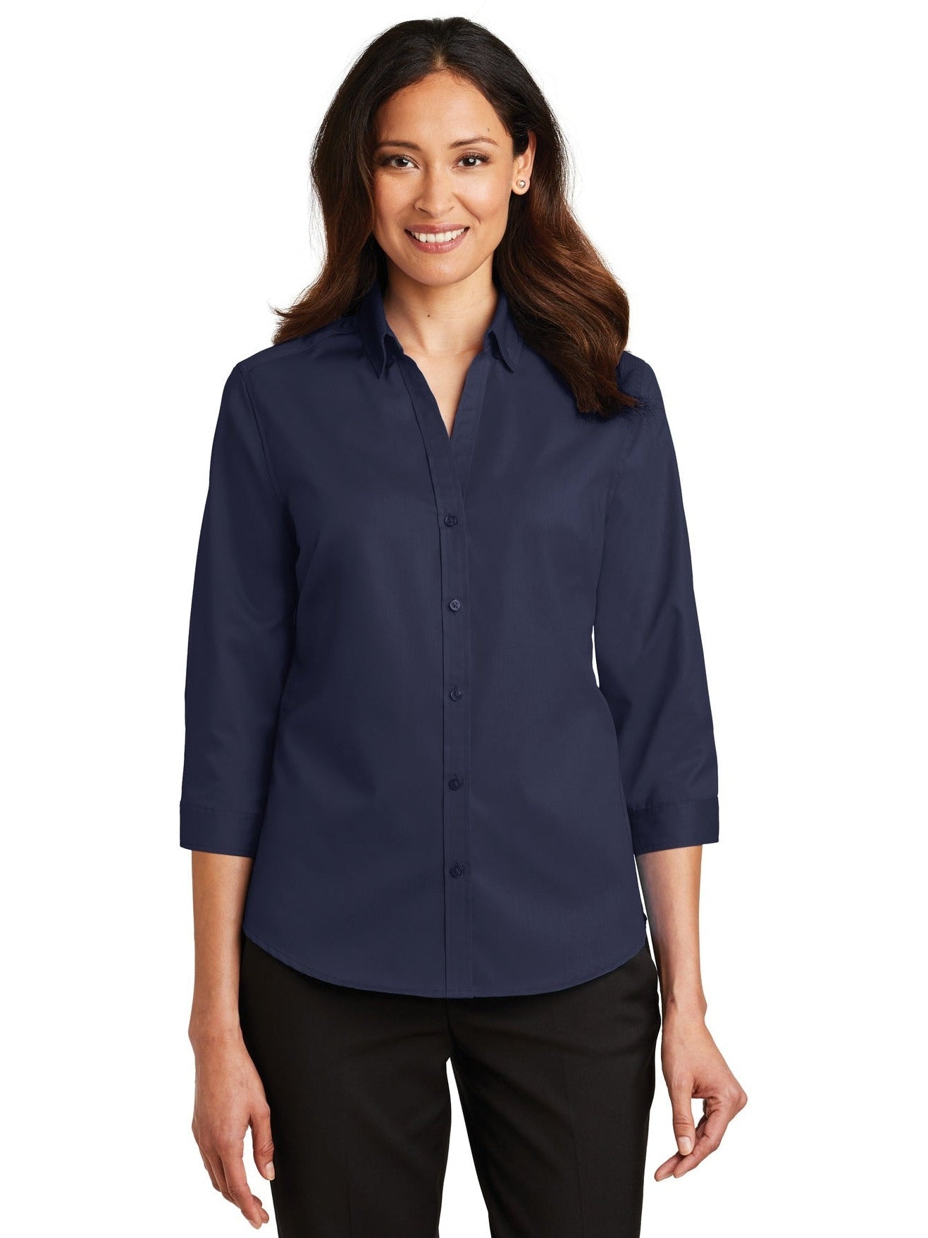 no-logo Port Authority Ladies 3/4 Sleeve SuperPro Twill Shirt-Discontinued-Port Authority-Thread Logic