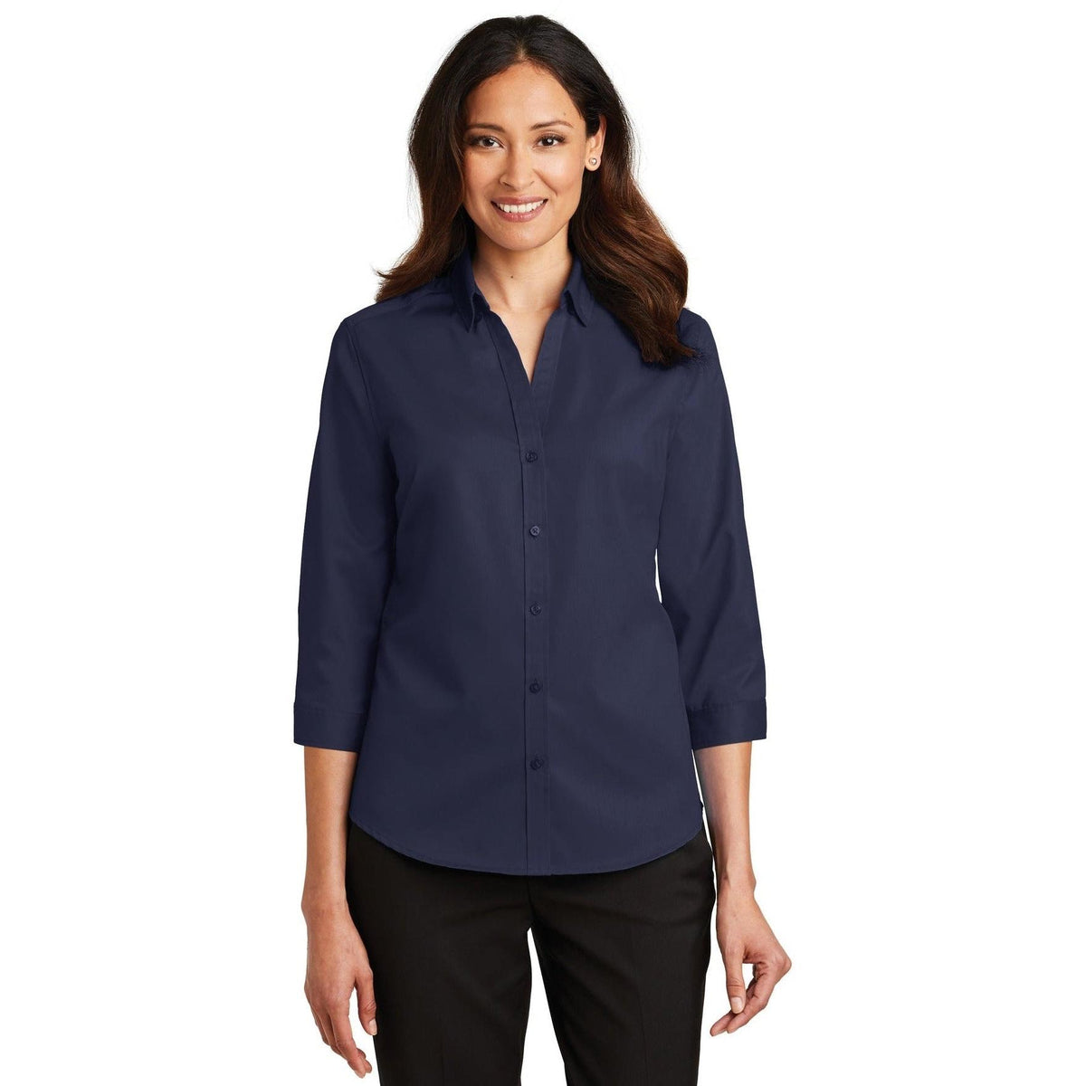 no-logo Port Authority Ladies 3/4 Sleeve SuperPro Twill Shirt-Discontinued-Port Authority-Thread Logic