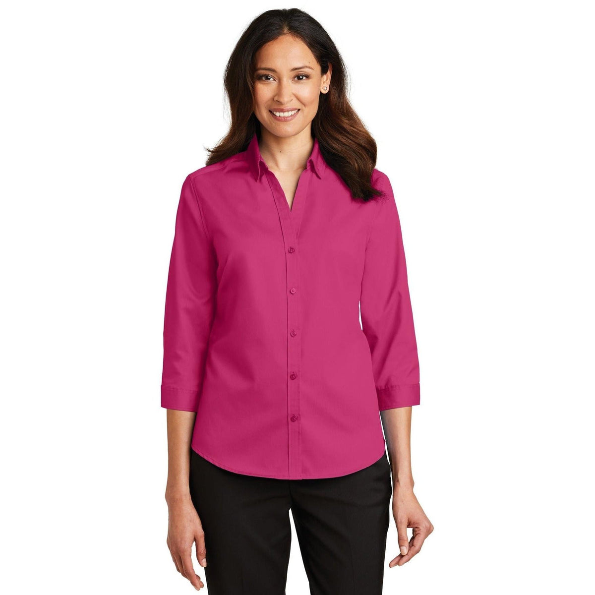 no-logo Port Authority Ladies 3/4 Sleeve SuperPro Twill Shirt-Discontinued-Port Authority-Thread Logic