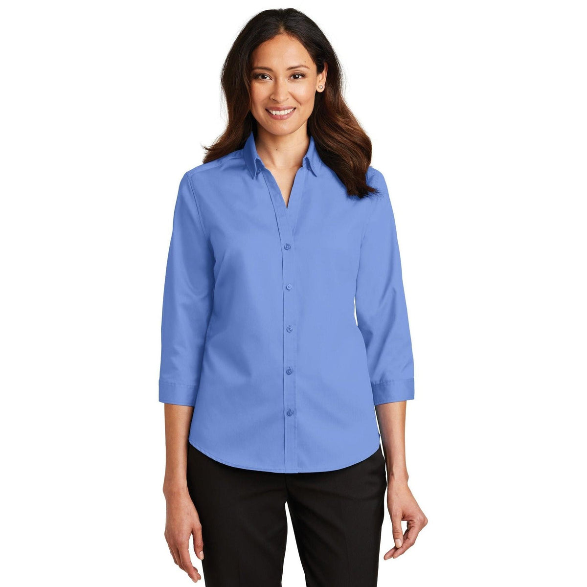 no-logo Port Authority Ladies 3/4 Sleeve SuperPro Twill Shirt-Discontinued-Port Authority-Thread Logic