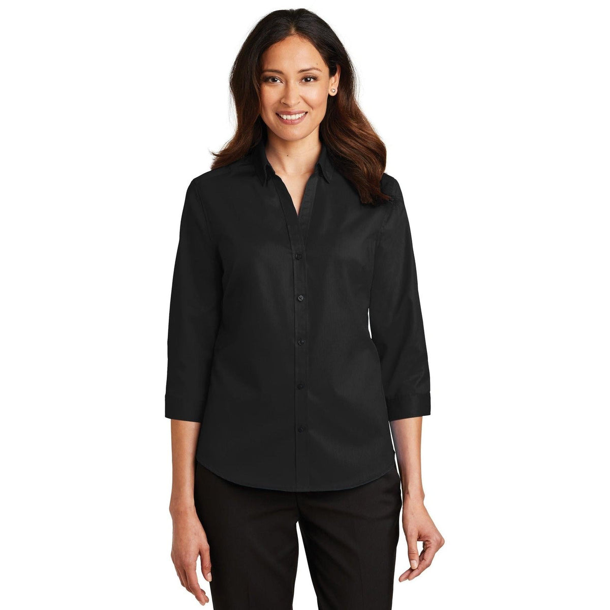 no-logo Port Authority Ladies 3/4 Sleeve SuperPro Twill Shirt-Discontinued-Port Authority-Thread Logic