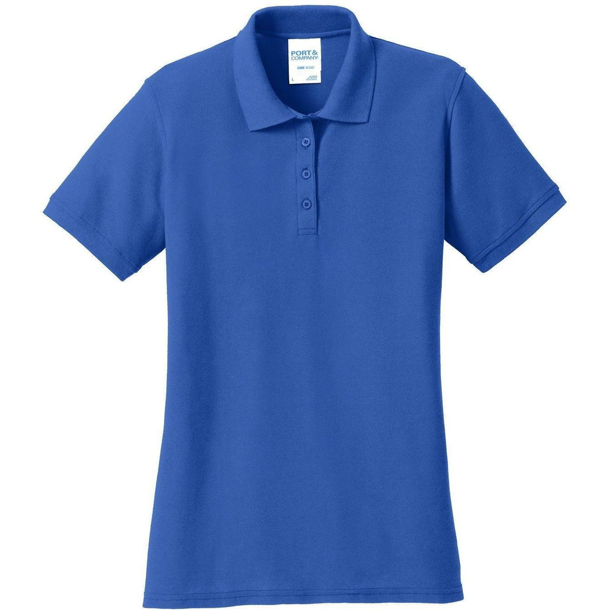 logo-left Port & Co Women's Core Blend Pique Polo-Regular-Port Authority-Royal-XS-Thread Logic