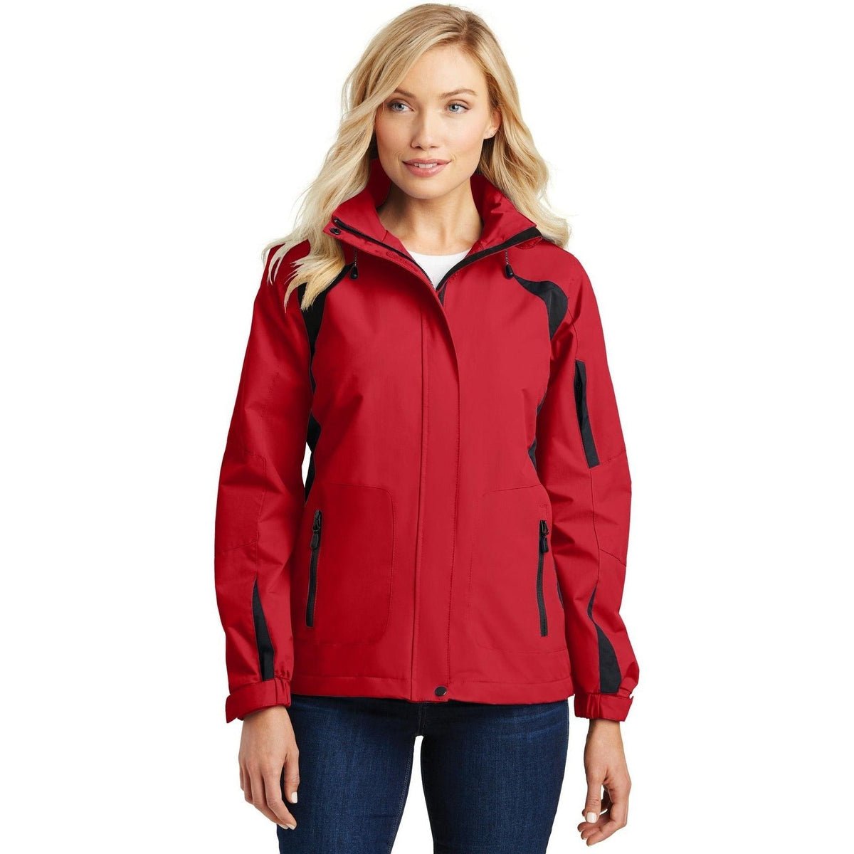 no-logo Port Authority Women's All-Season II Jacket-Regular-Port Authority-True Red/Black-XS-Thread Logic