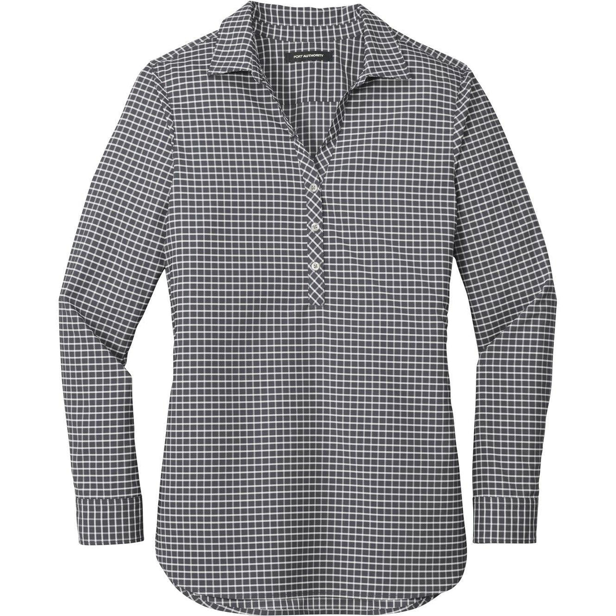 no-logo Port Authority Women's City Stretch Tunic-Dress Shirts-Port Authority-Graphite/White-XS-Thread Logic