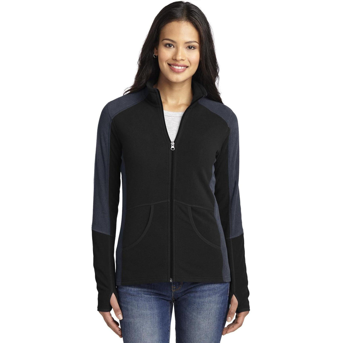 no-logo Port Authority Ladies Colorblock Microfleece Jacket-Regular-Port Authority-Thread Logic