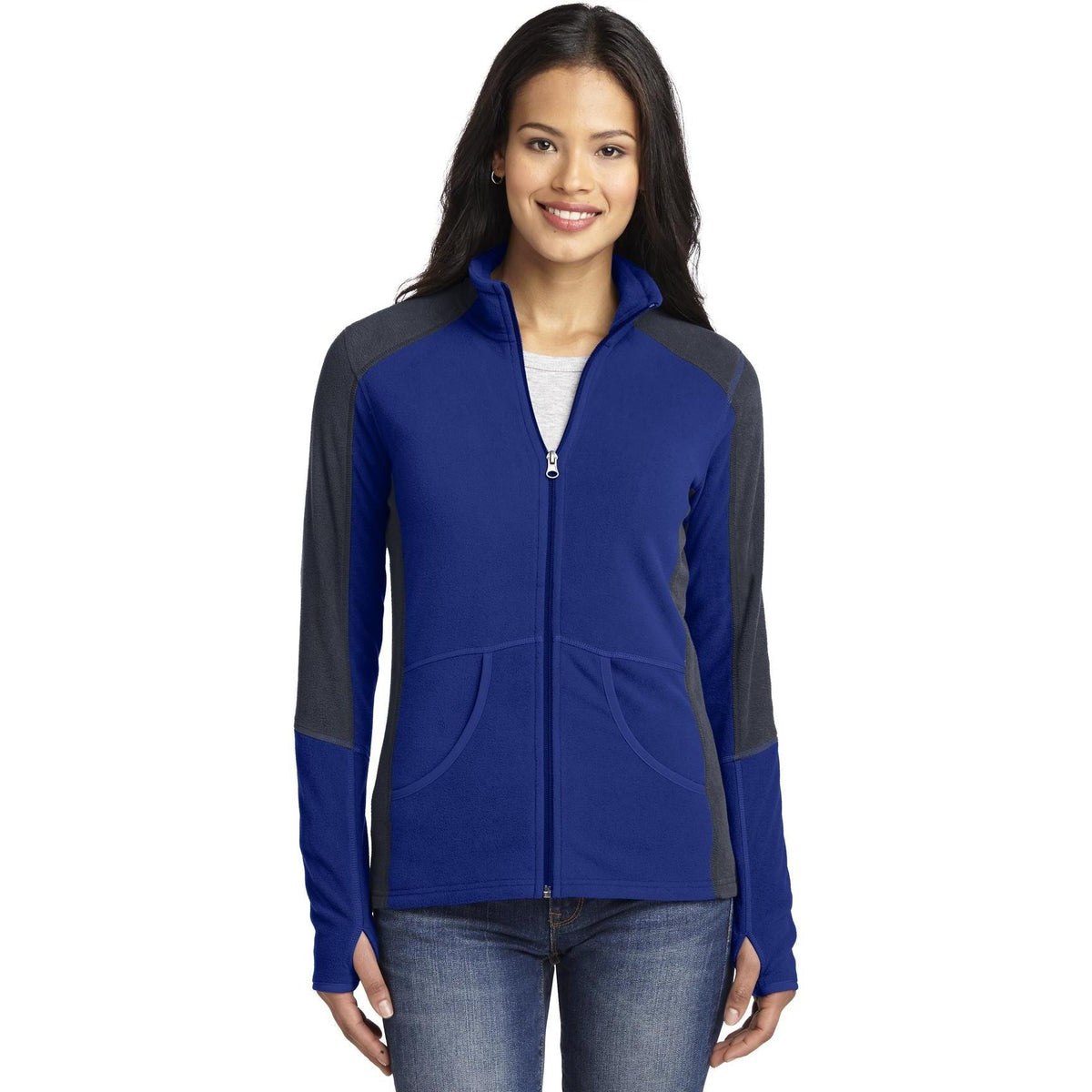 no-logo Port Authority Ladies Colorblock Microfleece Jacket-Regular-Port Authority-Thread Logic