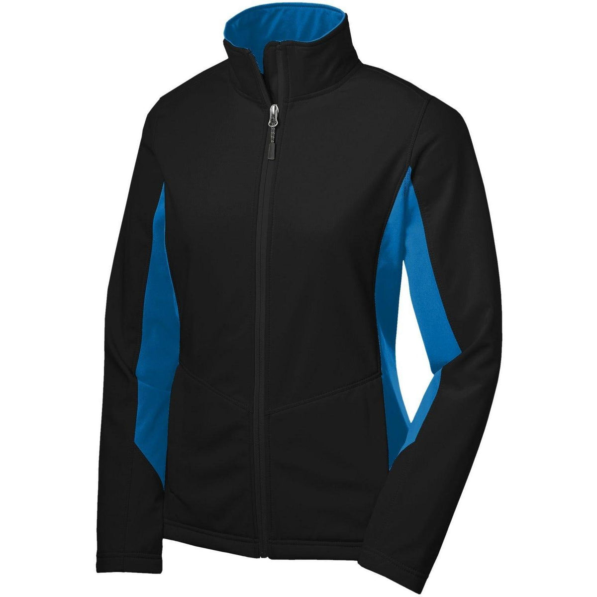 logo-left Port Authority Women's Colorblock Soft Shell-Regular-Port Authority-Black/Imperial Blue-XS-Thread Logic