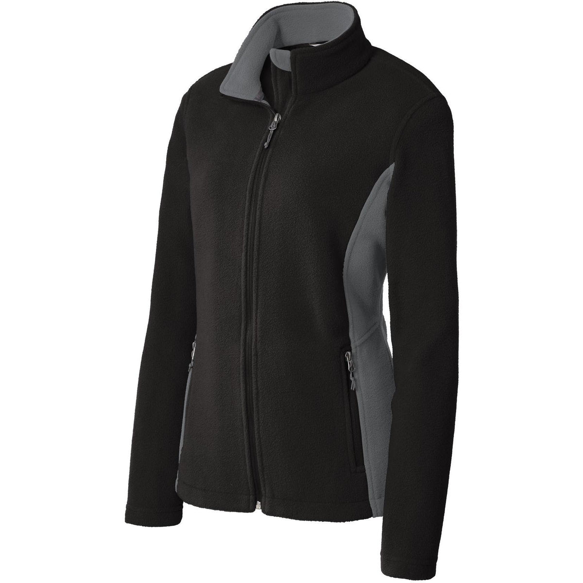 no-logo Port Authority Women's Colorblock Value Fleece Jacket-Active-Port Authority-Black/Battleship Grey-XS-Thread Logic