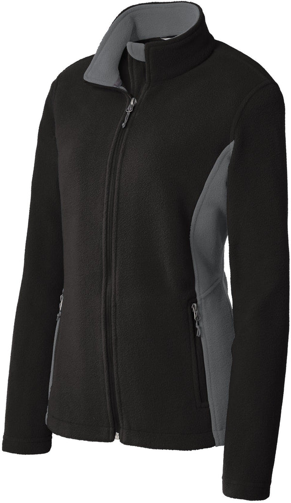 no-logo Port Authority Ladies Colorblock Value Fleece Jacket-Regular-Port Authority-Black/Battleship Grey-XS-Thread Logic
