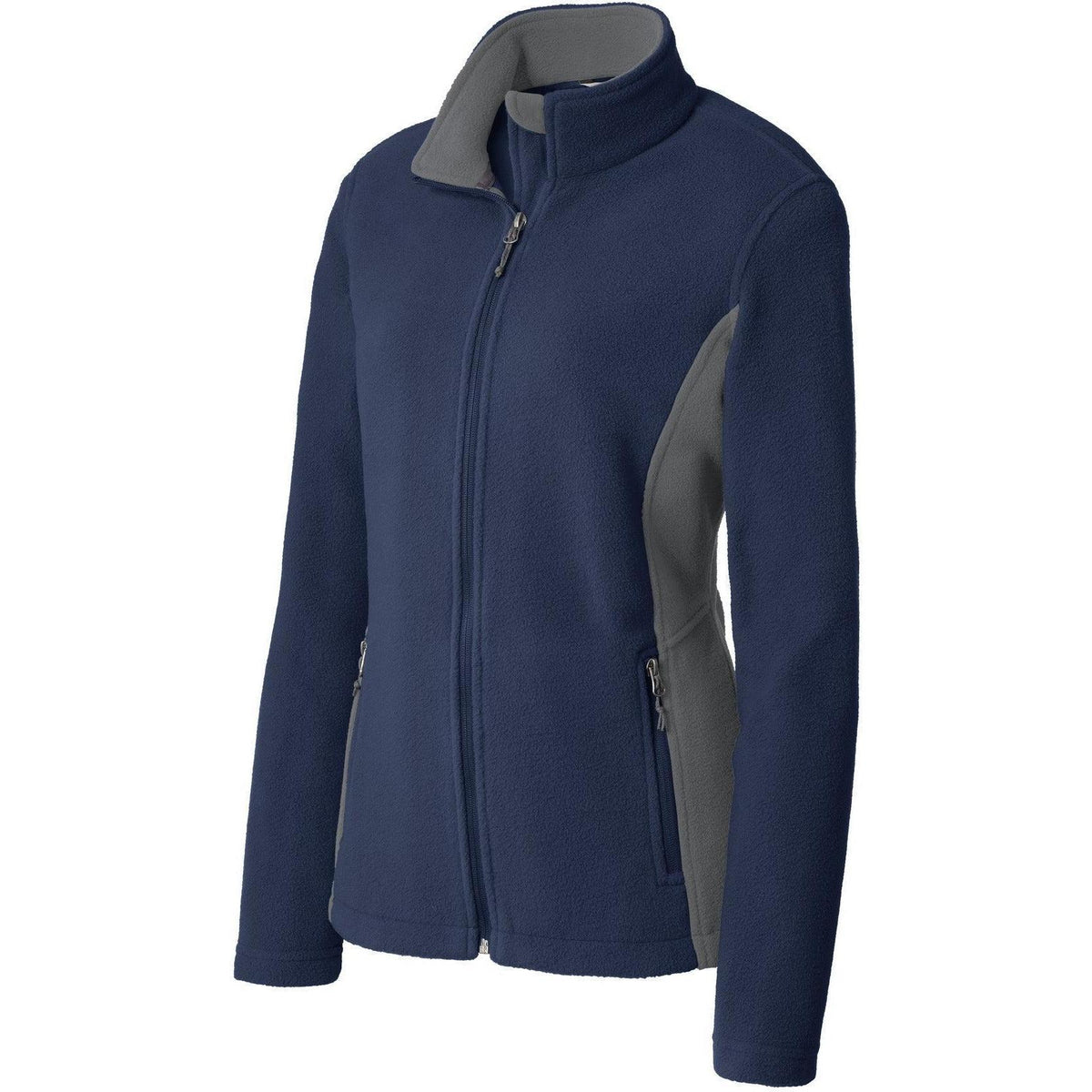 no-logo Port Authority Women's Colorblock Value Fleece Jacket-Active-Port Authority-True Navy/Battleship Grey-XS-Thread Logic
