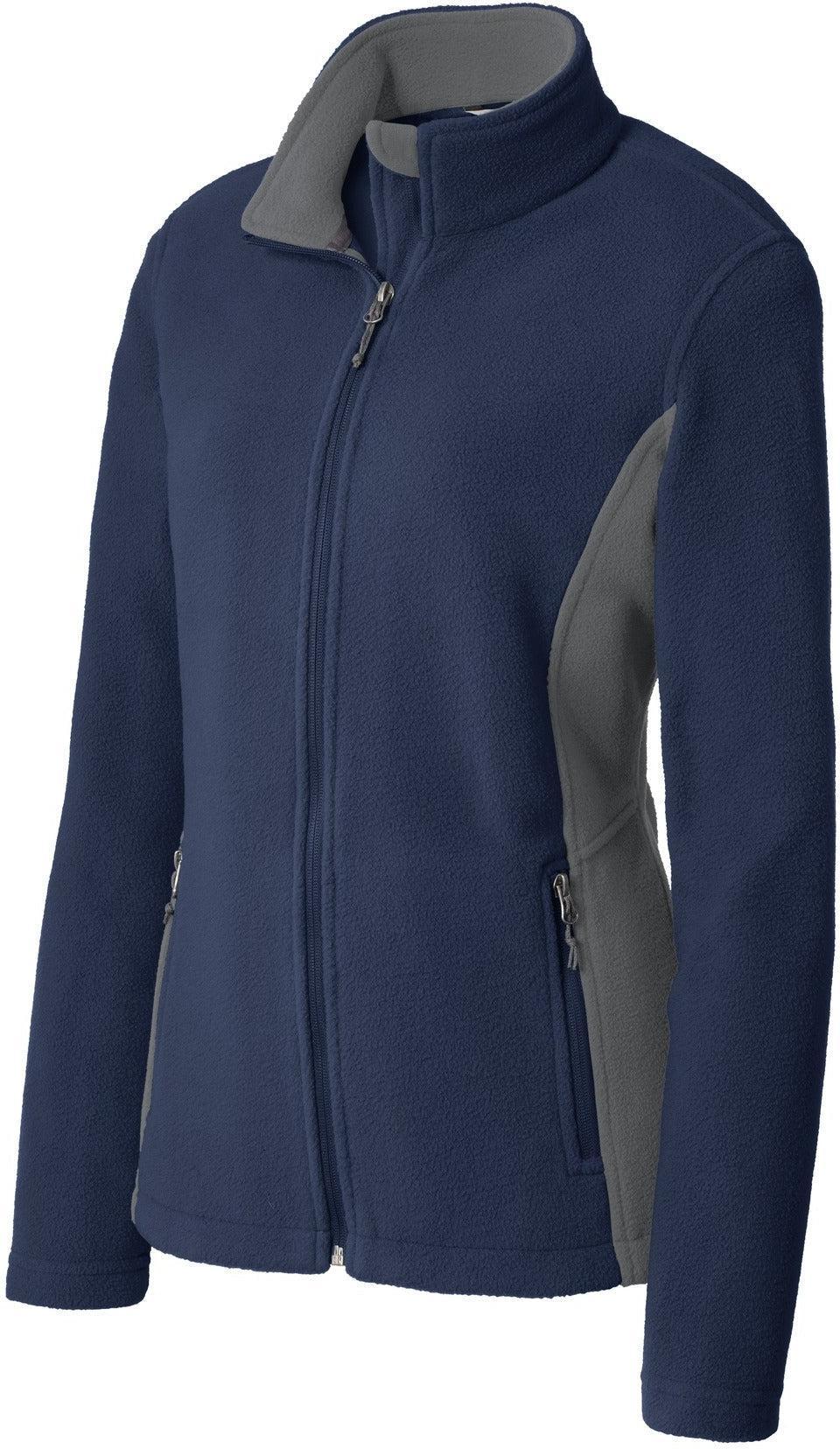No-Logo CLOSEOUT - Port Authority Ladies Colorblock Value Fleece Jacket-Active-Port Authority-True Navy/Battleship Grey-XS-Thread Logic