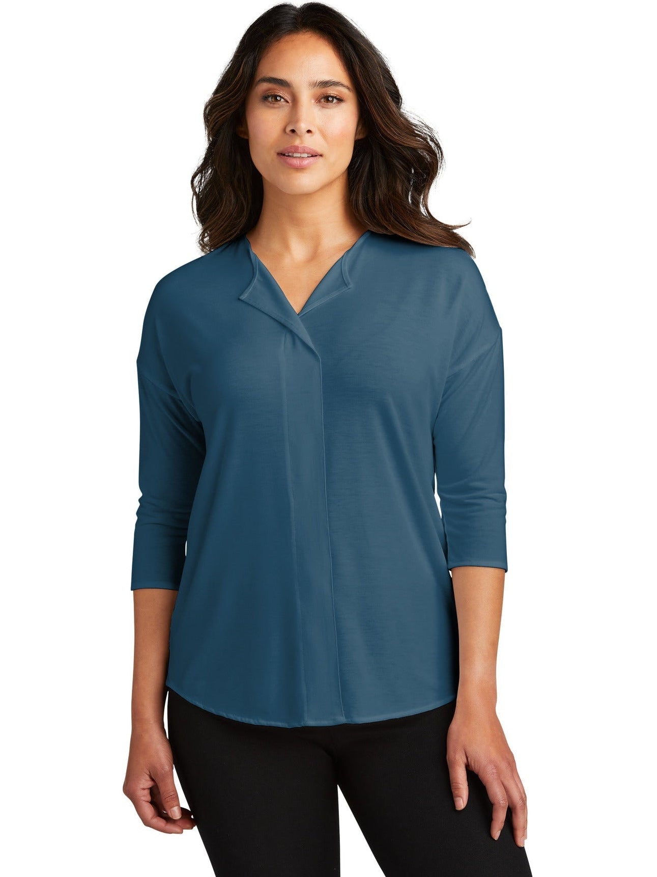 no-logo Port Authority Ladies Concept 3/4-Sleeve Soft Split Neck Top-Regular-Port Authority-Thread Logic